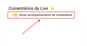 Imagem da parte de comentários do aplicativo do Live4.tv com destaque para "Ativar acompanhamento de comentários"