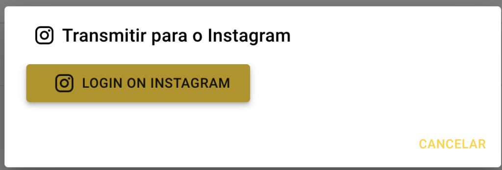 Imagem da janela com o botão "LOGIN NO INSTAGRAM"