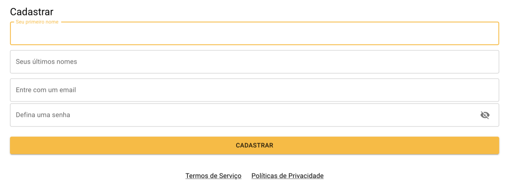 Formulário de cadastro do Live4.tv