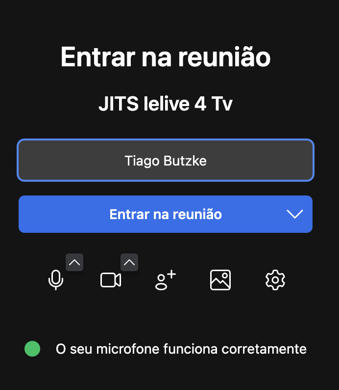 Imagem do website do JITSI com o botão para "Entrar na reunião"