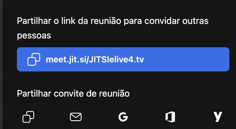 Imagem da janela com opções de convidar usuários com destaque para a opção do link da reunião.